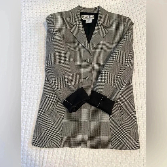 Vintage Carlisle| Houndstooth Wool Blazer| Size 8 - Picture 13 of 14